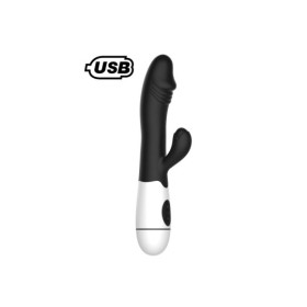Vibromasseur rabbit USB noir avec gland 30 programmes 